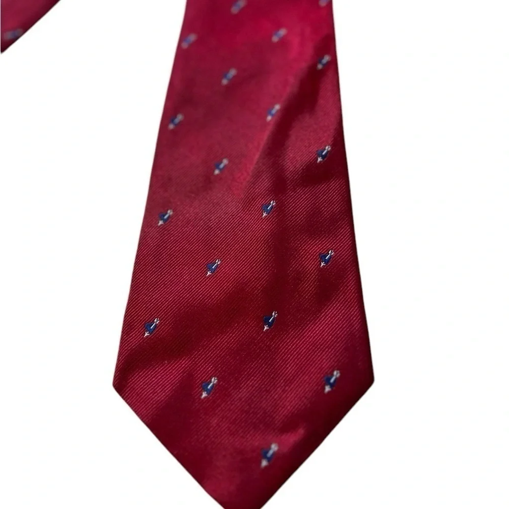 Vintage BROOKS Basics Men’s Silk Tie Red Blue Hearts and Arrow Necktie